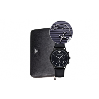 Комплект часы Emporio Armani и портмоне ARMANI + крест Доминика Торетто в подарок